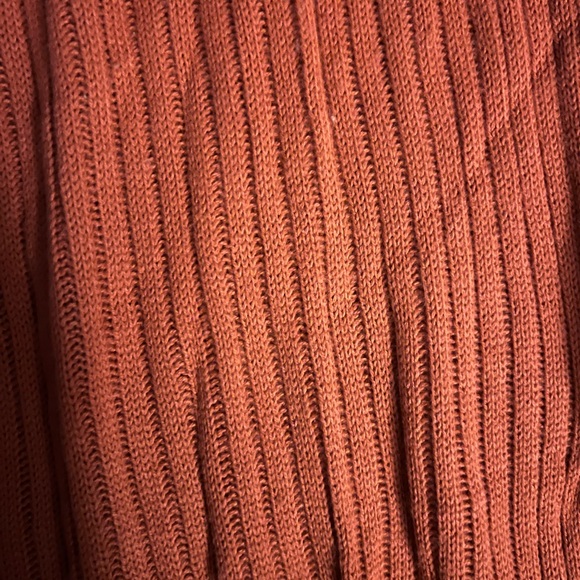 Ribbed Wide-Leg Rust Orange Pants - Picture 2 of 3